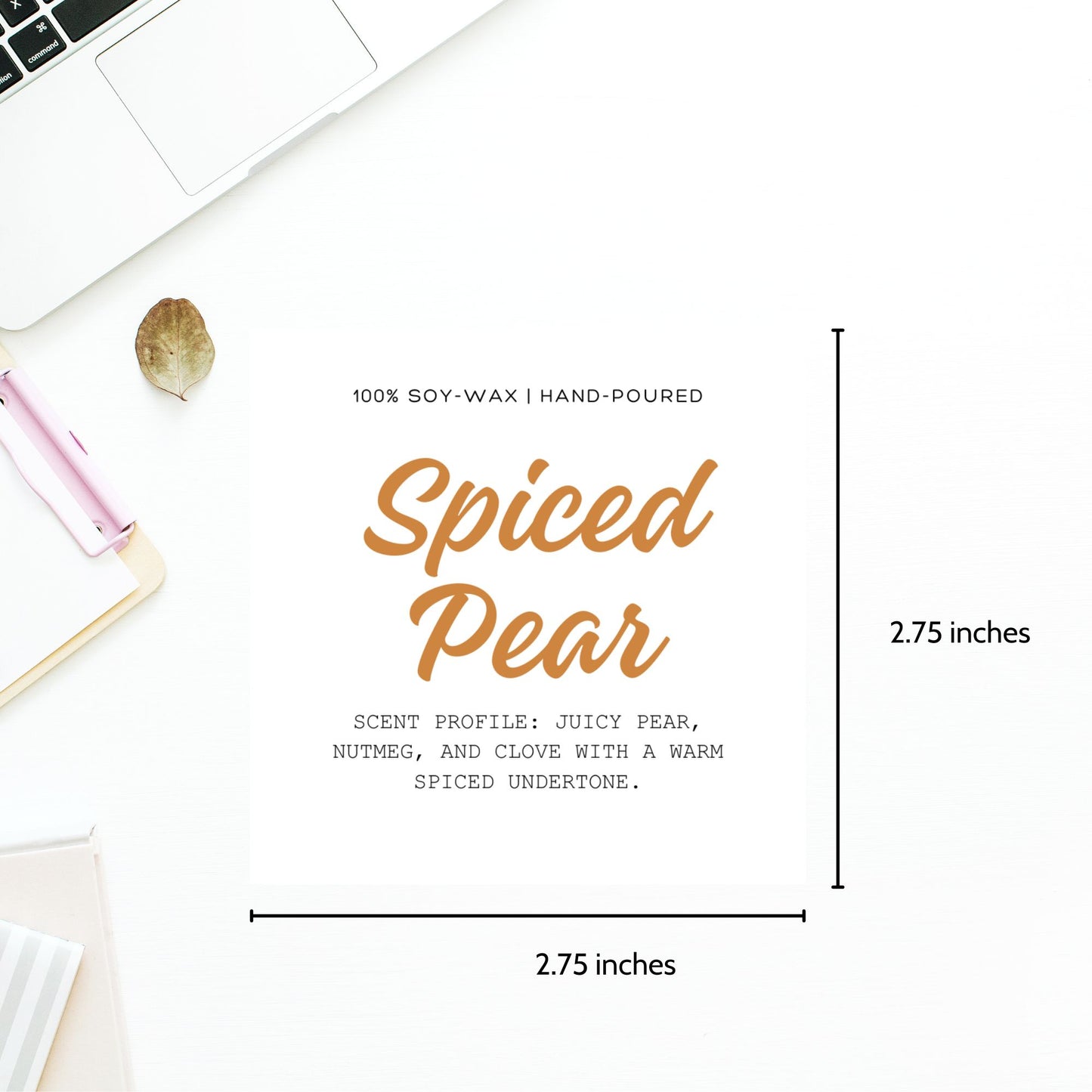A set of 10 customizable Fall-themed candle labels for scents like Apple Pie, Caramel Pecan, and Vanilla Pumpkin. These 2.75-inch square labels are perfect for adding a personalized touch to handmade or store-bought candles and are available as editable templates.