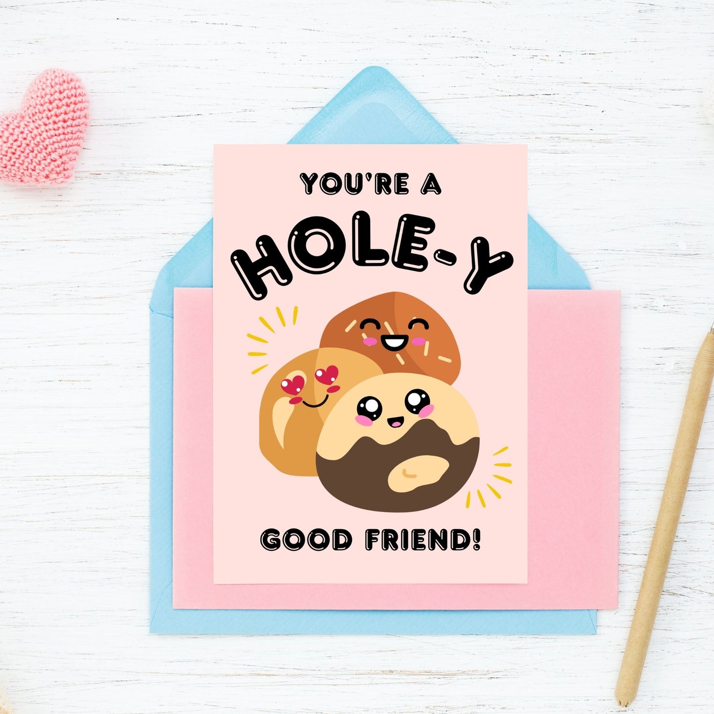 A Christian-themed printable Valentine’s Day card with a donut holes design and the phrase “You’re a HOLE-Y Good Friend”—available as a 5x7 PDF and an 8.5 x 11 sheet (2 per page). Perfect for faith-based gifts, church communities, and Christian friendships.
