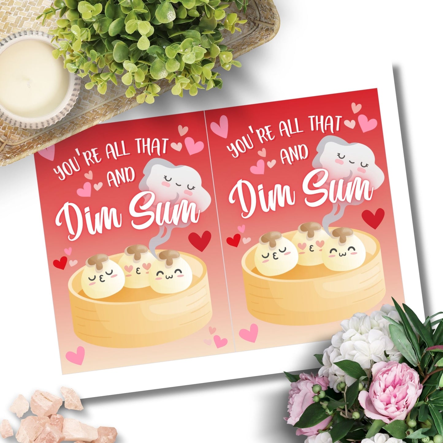 Printable Valentine’s Day Greeting Cards, including 8.5 x 11 sheets with two cards per page and a separate 5x7 PDF file. Instant download, perfect for heartfelt gifting.