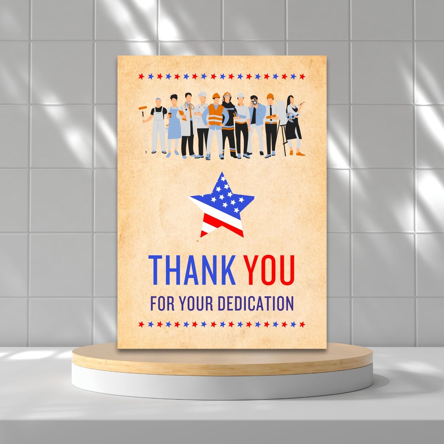 Printable Labor Day Thank You Cards - 5x7 size, featuring a patriotic design, perfect for employee appreciation, with an additional separate 5x7 PDF file.