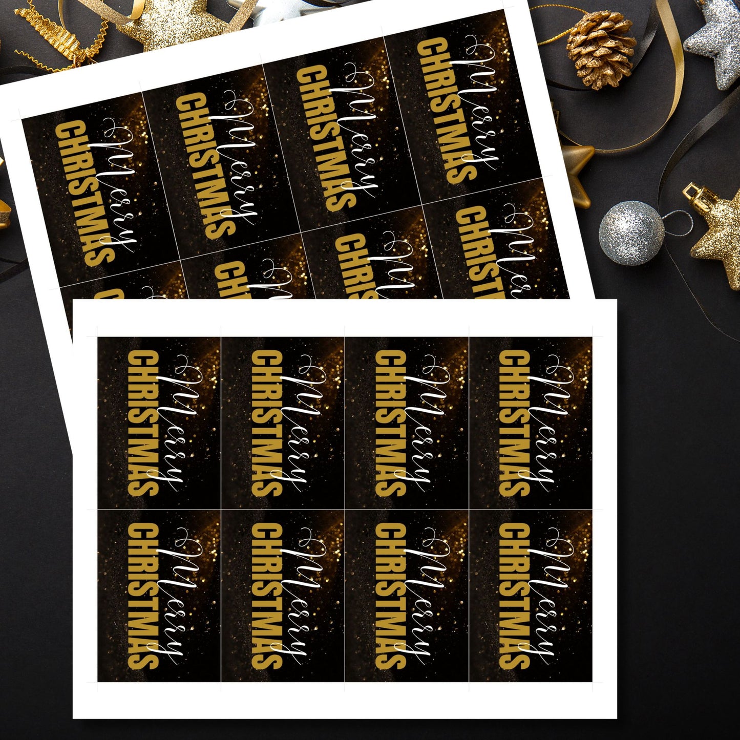 Printable Black and Gold Christmas Gift Tags | Glamorous Holiday Labels | Given Crafted Wonders