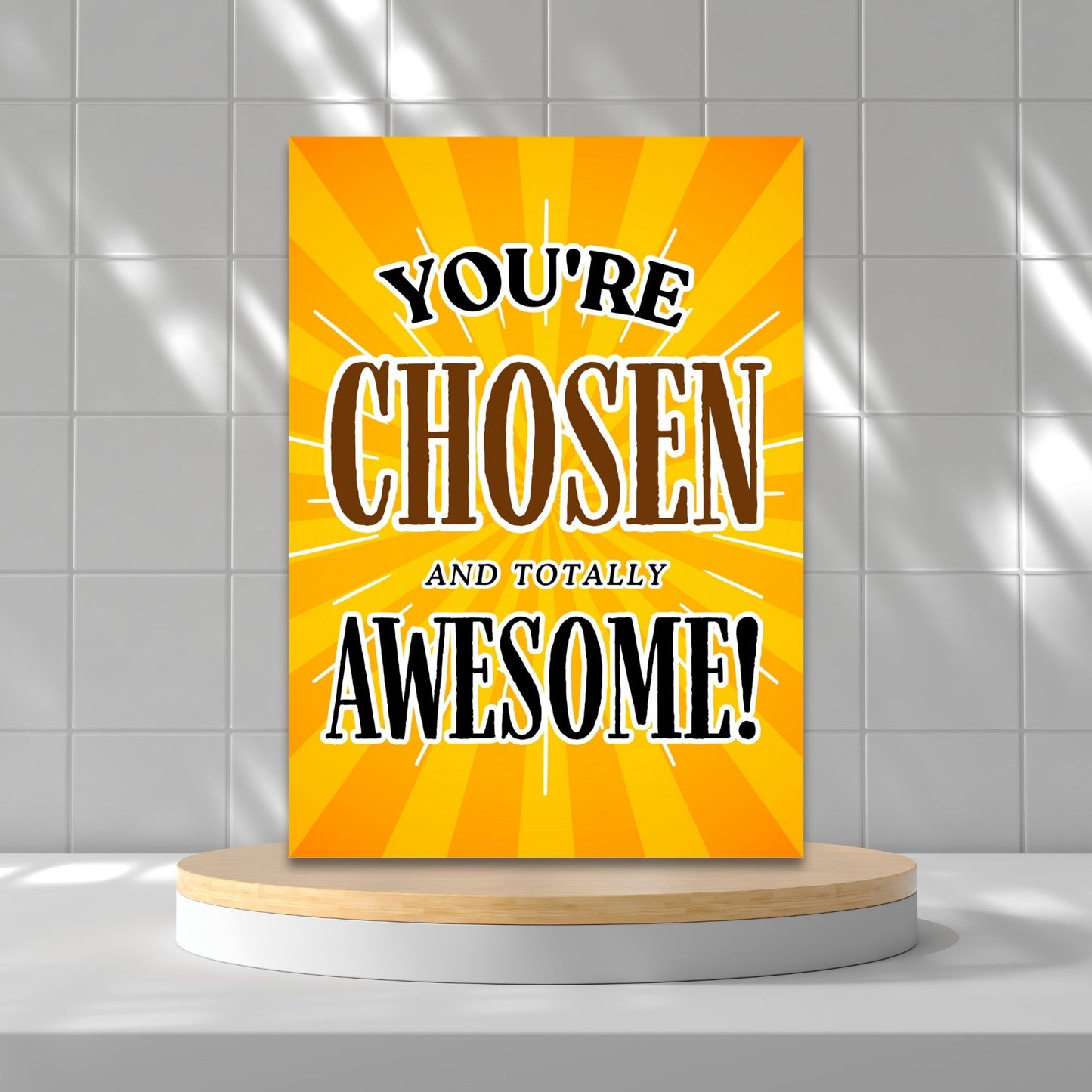 A Christian-themed printable Valentine’s Day card featuring the uplifting message “You’re Chosen and Totally Awesome.” Available as a 5x7 PDF and an 8.5 x 11 sheet (2 per page). Perfect for church groups, Christian encouragement, and faith-based Valentine’s gifting.
