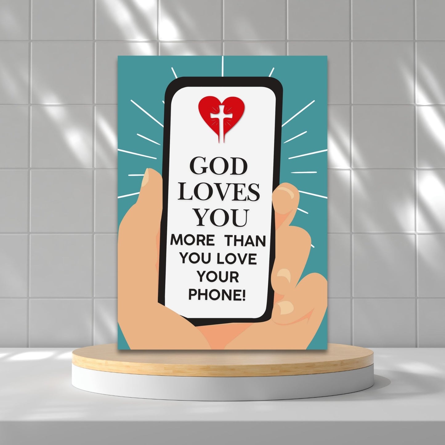 A Christian-themed printable Valentine’s Day card featuring the message “God Loves You More Than You Love Your Phone.” Available in 5x7 PDF format and an 8.5 x 11 printable sheet (2 cards per page). Perfect for youth groups, faith-based encouragement, and Christian gifts.
