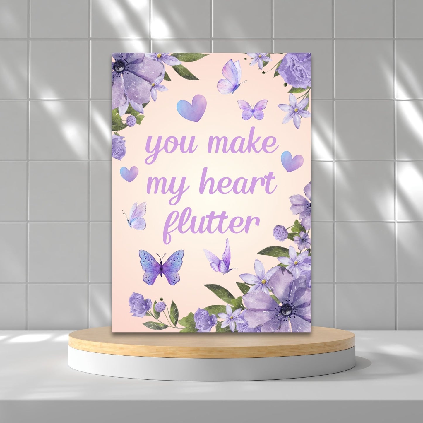 Printable Valentineās Day Greeting Card featuring the phrase āYou Make My Heart Flutter.ā Designed as a 5x7 PDF on an 8.5 x 11 sheet with two cards per page. A whimsical and heartfelt Valentineās card for nature lovers.