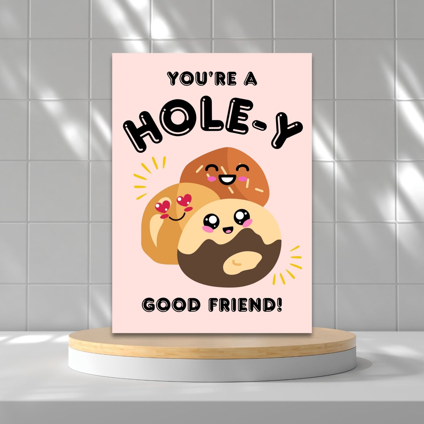 A Christian-themed printable Valentine’s Day card with a donut holes design and the phrase “You’re a HOLE-Y Good Friend”—available as a 5x7 PDF and an 8.5 x 11 sheet (2 per page). Perfect for faith-based gifts, church communities, and Christian friendships.