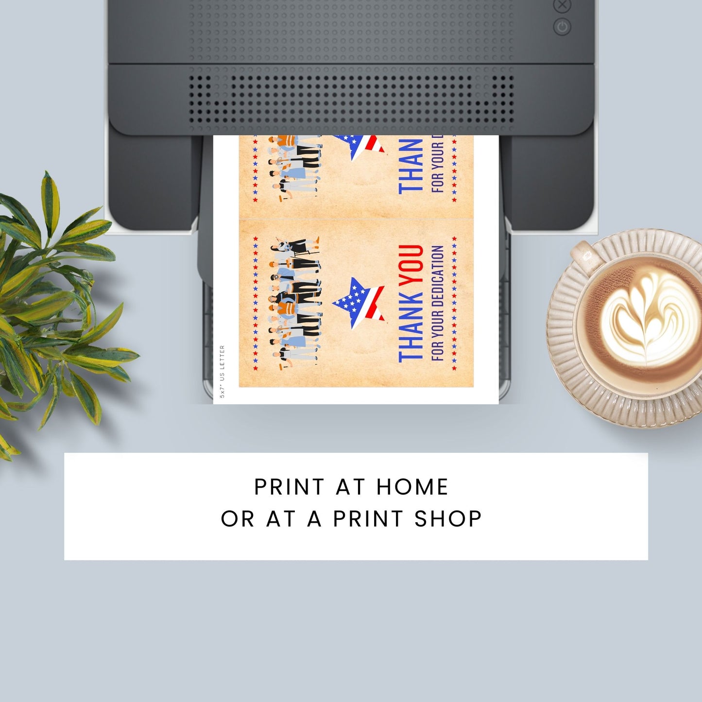 Printable Labor Day Thank You Cards - 5x7 size, featuring a patriotic design, perfect for employee appreciation, with an additional separate 5x7 PDF file.