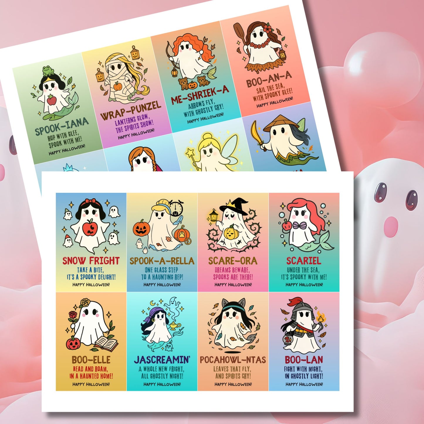 Once Upon a Boo – 16 Princesses gift tags! Printable & editable Halloween tags with spooky-cute princess designs. Perfect for treats & parties.