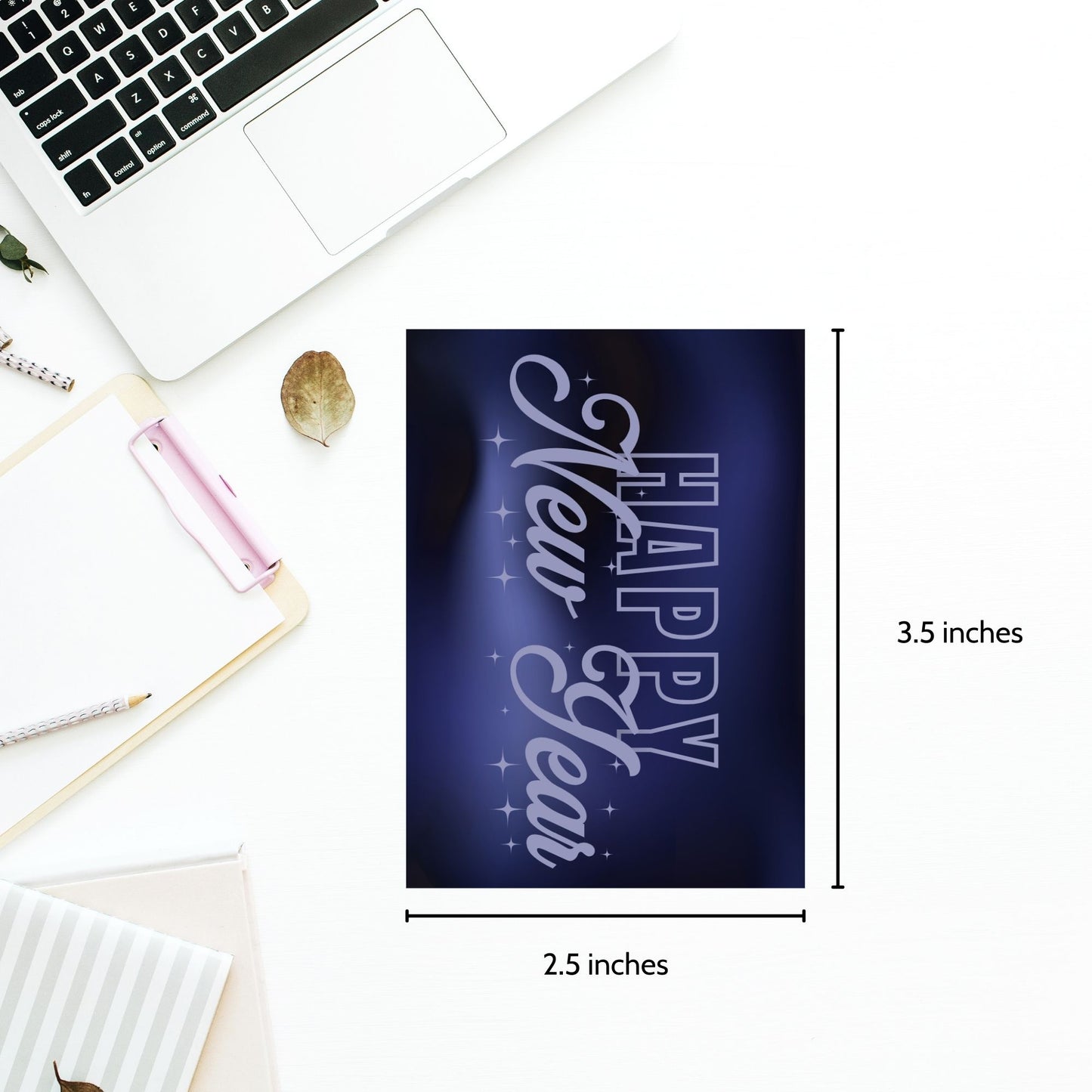 Future Dusk Happy New Year gift tags featuring the 2025 Color of the Year, with sleek midnight blue gradient and modern typography, perfect for holiday gifting. Printable, 2.5 x 3.5 inches, 8 per sheet.