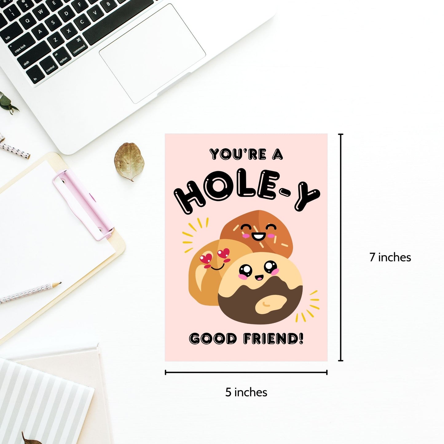 A Christian-themed printable Valentine’s Day card with a donut holes design and the phrase “You’re a HOLE-Y Good Friend”—available as a 5x7 PDF and an 8.5 x 11 sheet (2 per page). Perfect for faith-based gifts, church communities, and Christian friendships.