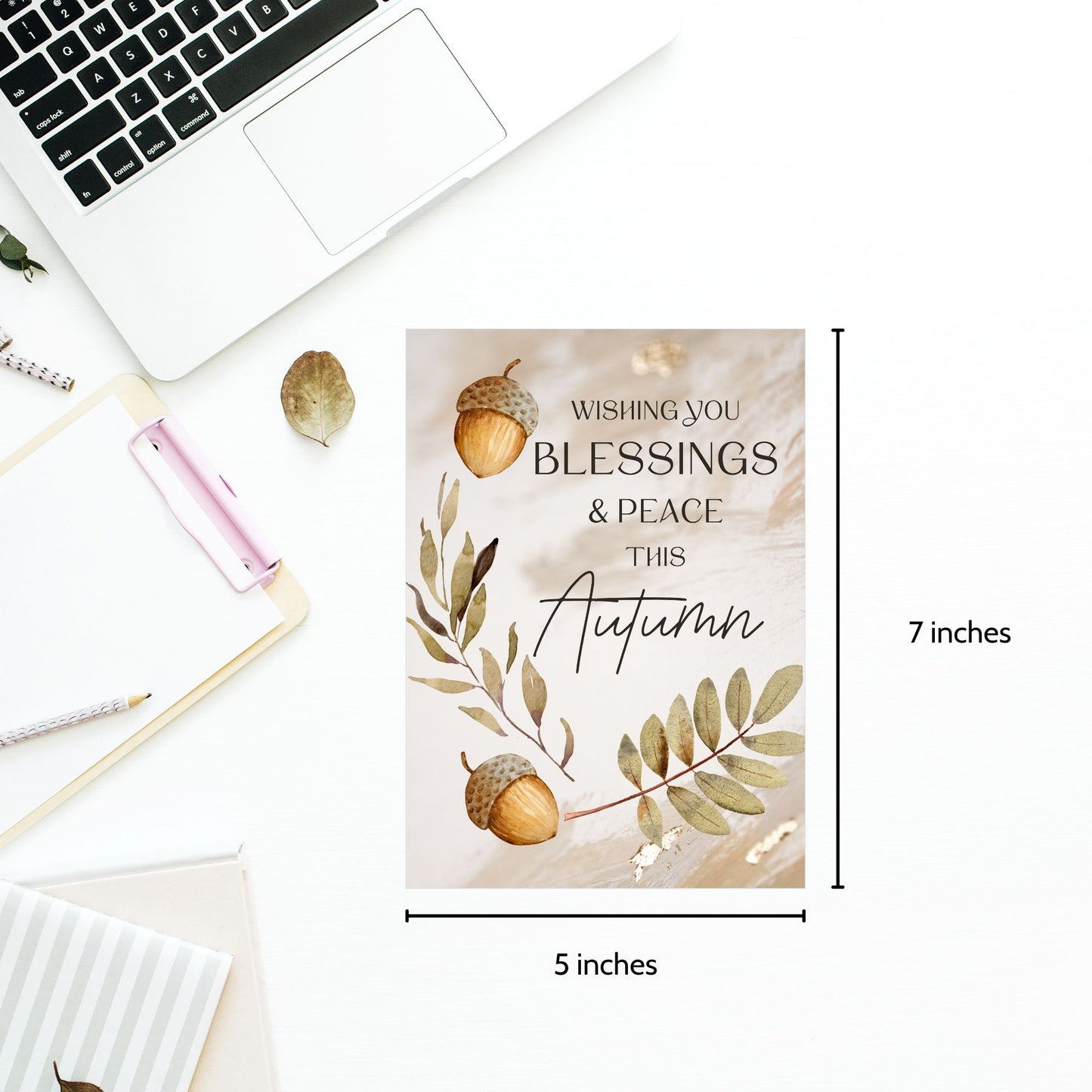 Printable Fall Greeting Card featuring a peaceful autumn design with the message 'Wishing You Blessings and Peace This Autumn.'