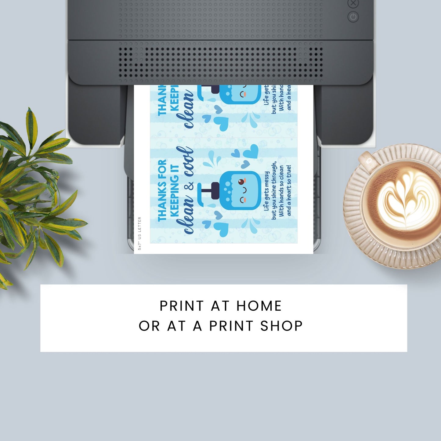 Printable card with a refreshing theme reading “Thanks for Your Refreshing Ways” – 5x7 digital thank-you card for teachers