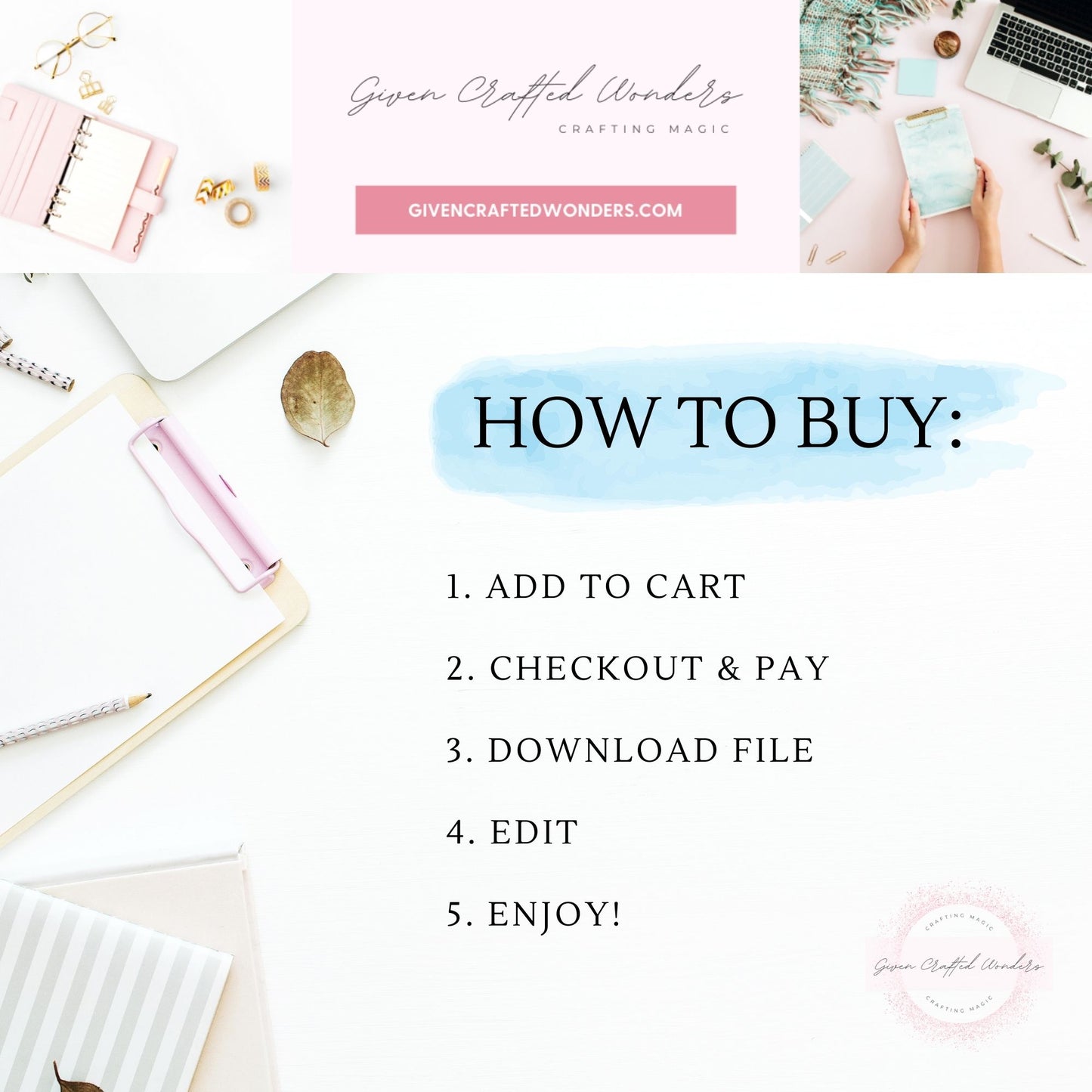 Notes on How to Buy editable template from Given Crafted Wonders
