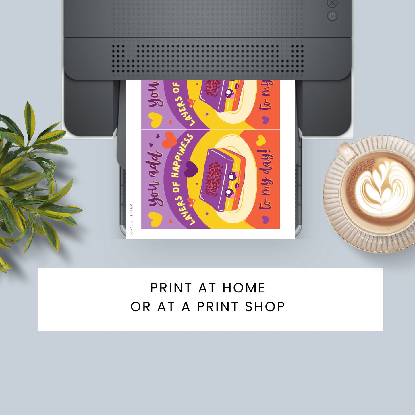 Printable Valentineās Day card featuring the phrase āYou Add Layers of Happiness to My Dayā with a Filipino Sapin-Sapin-inspired design. Designed as a 5x7 PDF on an 8.5 x 11 sheet with two cards per page. A punny and heartfelt Valentineās card for Filipino food lovers.
