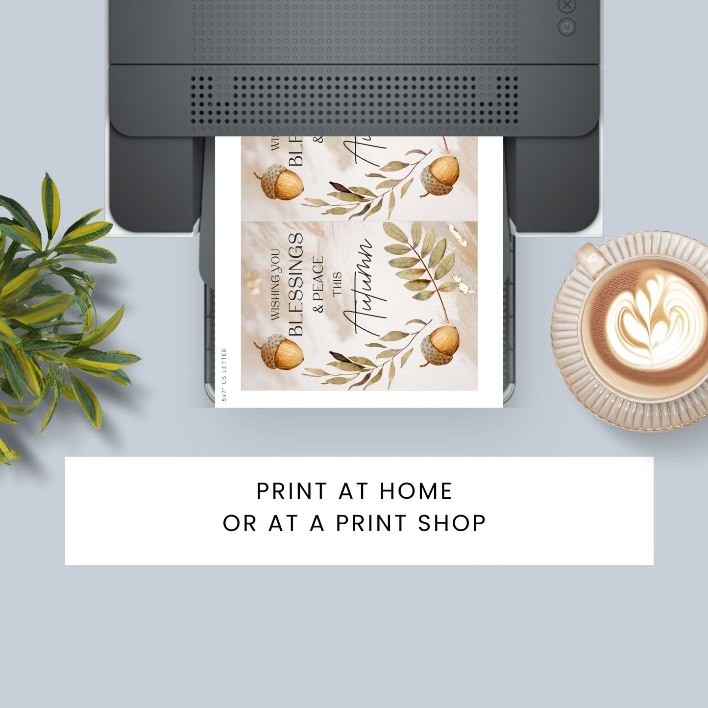 Printable Fall Greeting Card featuring a peaceful autumn design with the message 'Wishing You Blessings and Peace This Autumn.'
