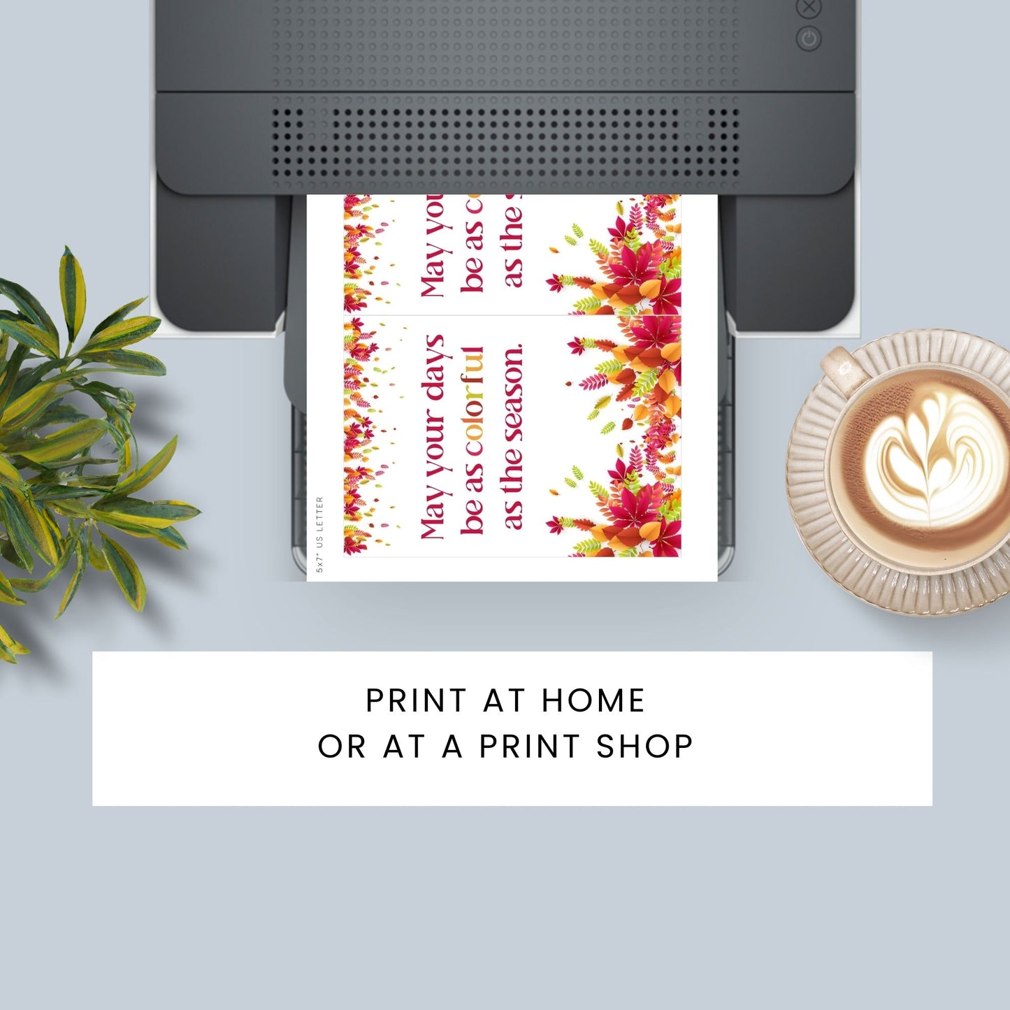 Printable Fall Greeting Card with colorful autumn leaves and the message 'May your days be as colorful as the season,' perfect for vibrant seasonal greetings.