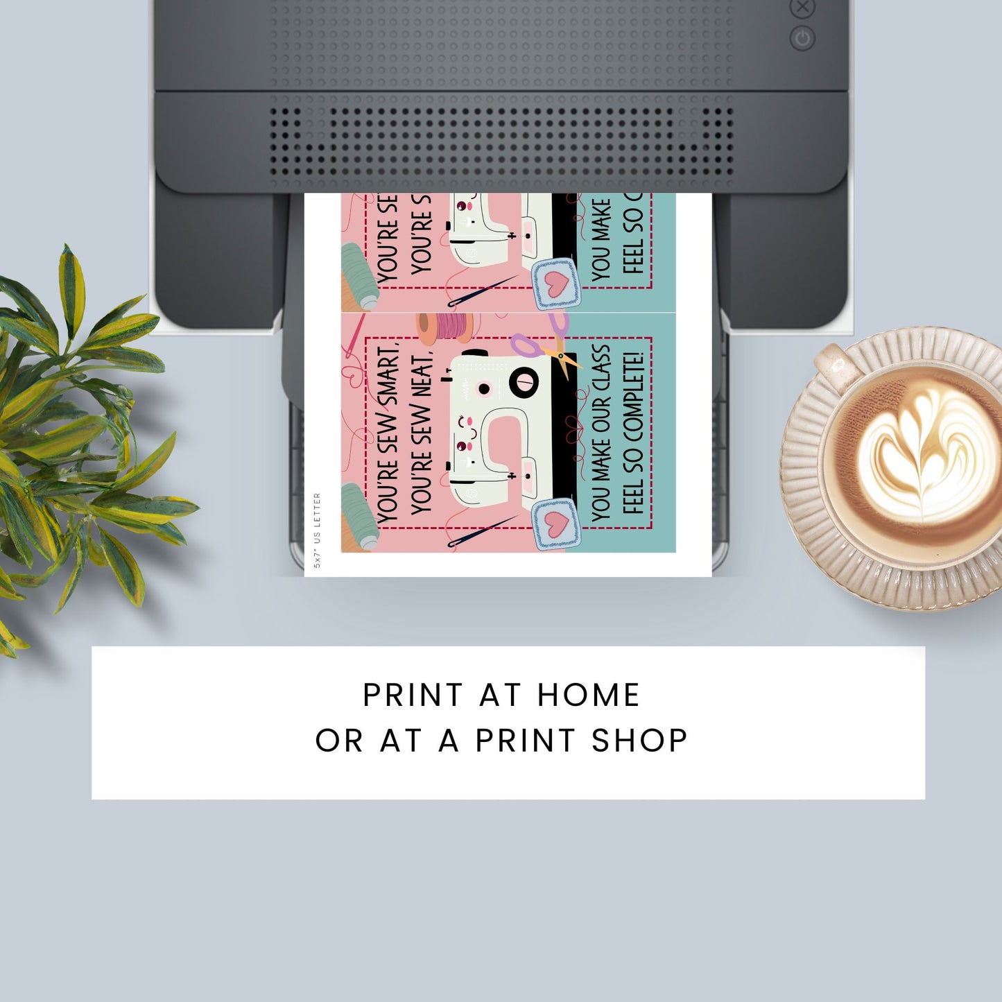 A printable sewing-themed Valentine's Day greeting card with the message "You're Sew Smart, You're Sew Neat." Perfect for sewing teachers, quilters, or crafters. Instant download, 5x7 inches.