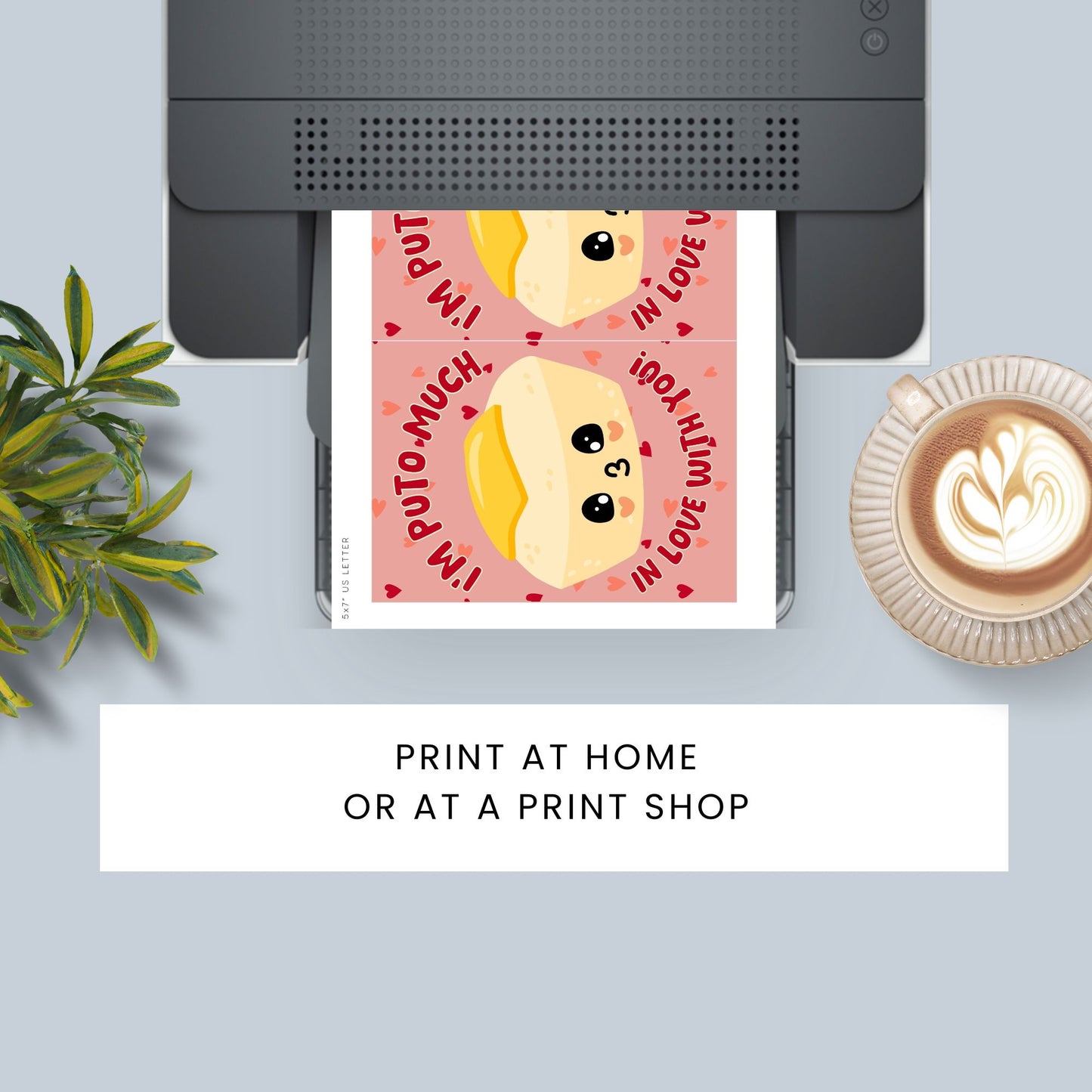 Printable Valentineās Day card featuring the phrase āIām Puto Much in Love with Youā with a puto-inspired design. Designed as a 5x7 PDF on an 8.5 x 11 sheet with two cards per page. A punny and heartfelt Valentineās card for Filipino food lovers.