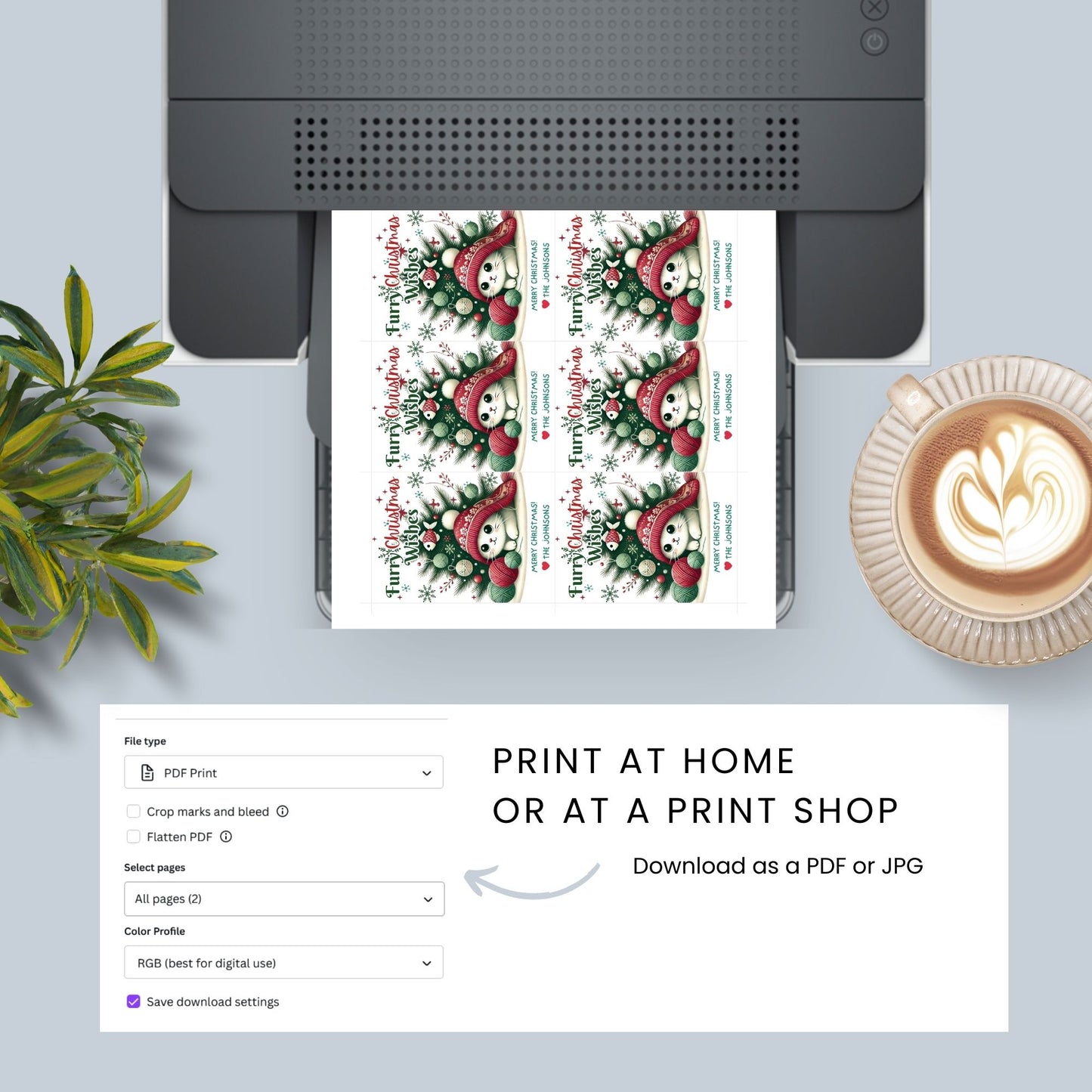 Christmas gift tags featuring an adorable kitten in a festive scene, with the message "Furry Christmas Wishes." These printable and editable tags are perfect for cat lovers and add a cute, cozy touch to holiday gifts.