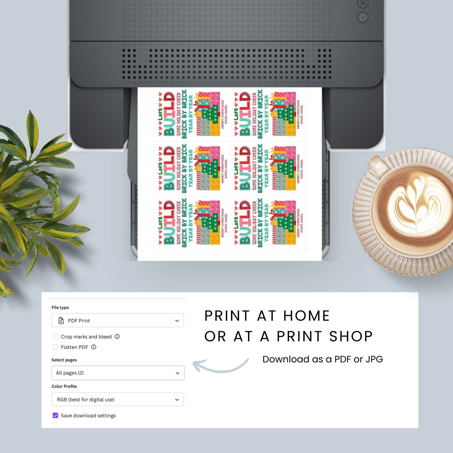 Festive "Let’s Build Some Holiday Cheer" gift tags with a building block theme, perfect for LEGO or similar gifts. Includes printable PDF and editable Canva template for personalization.