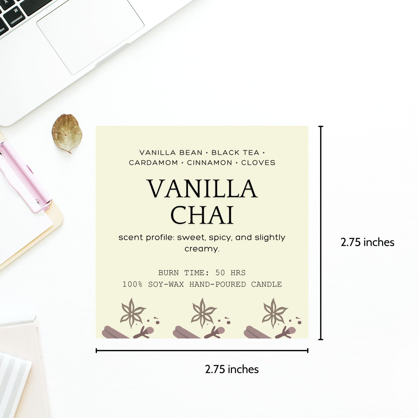 A set of 10 editable Fall-themed candle labels featuring autumn-inspired designs and scents, perfect for adding a personal touch to your candles. The labels are 2.75 inches square and come with a link to a customizable Canva template.