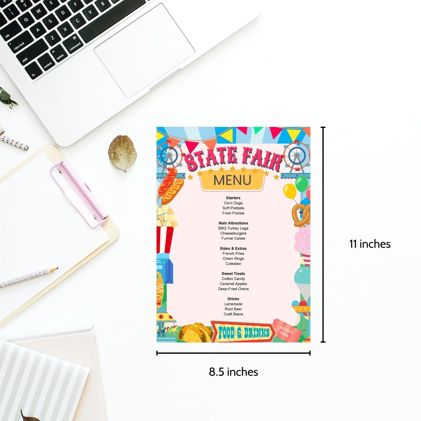 Editable State Fair Menu Template - Customizable Carnival & Festival Menu Design