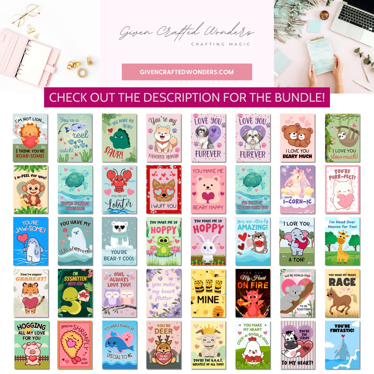 Notes about animal-themed cards bundle sold by Given Crafted Wonders