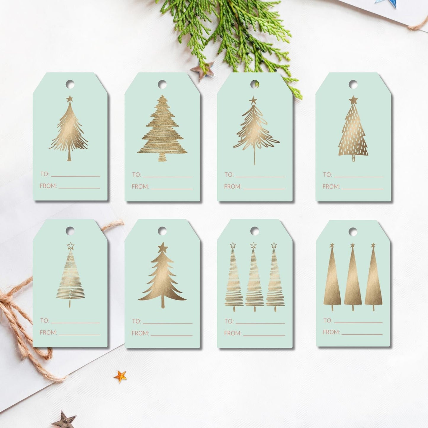 Pastel Christmas Tag | Editable Christmas Tag | Digital Gift Tags | December Daily | Printable Christmas Tag | Mint Holiday Tag