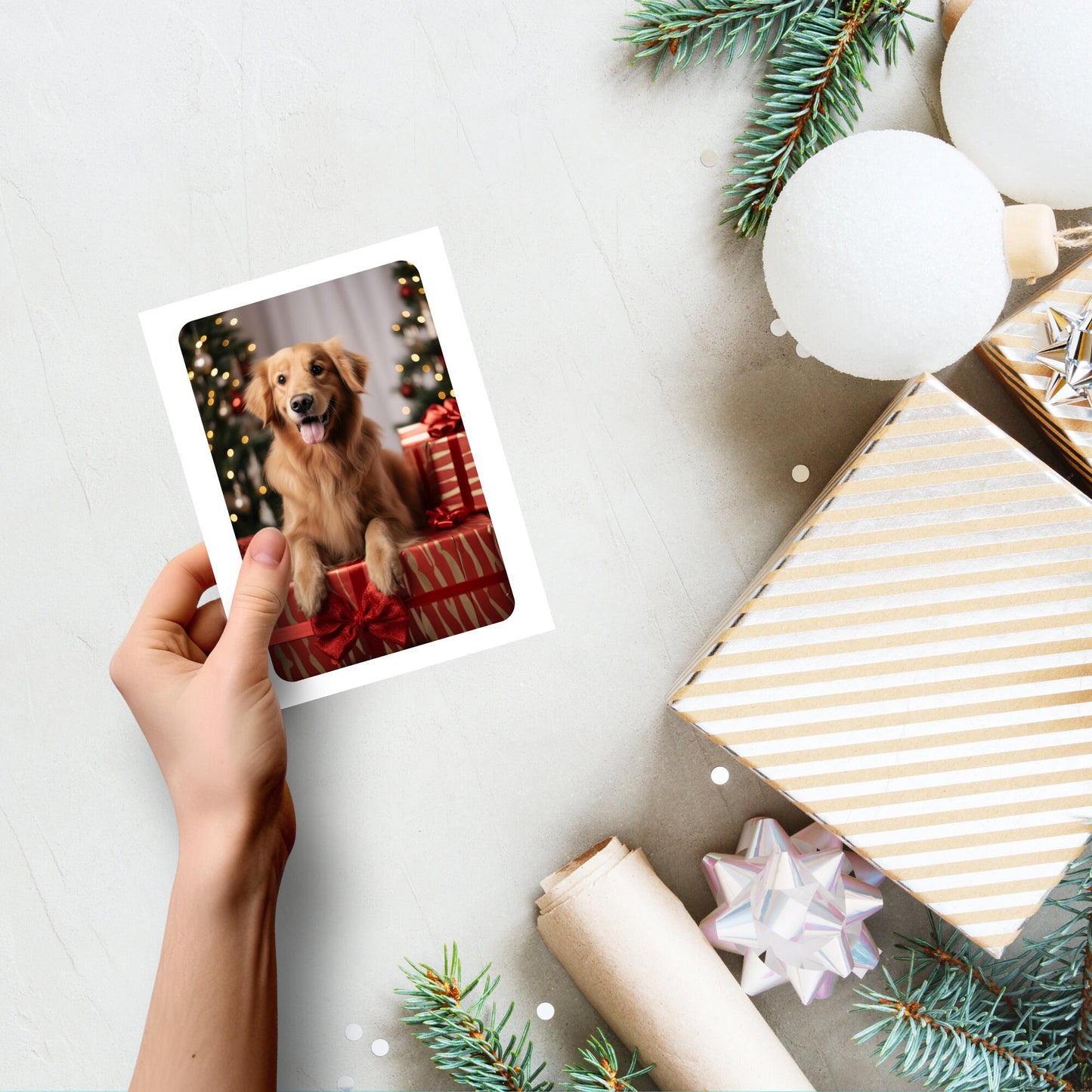 Adorable Dog Theme Editable Christmas Card - Create Personalized Greetings in Canva, Spread Festive Cheer!