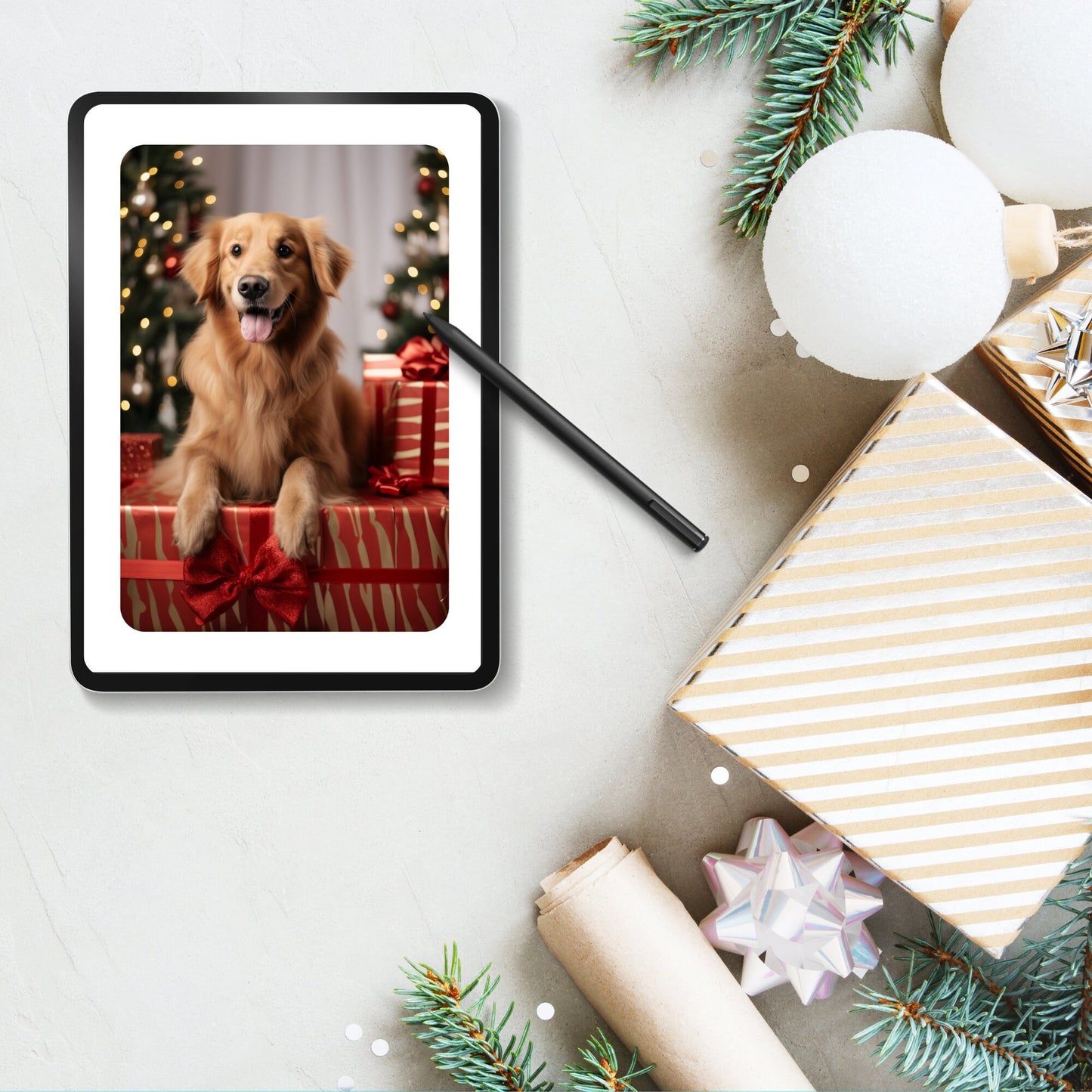 Adorable Dog Theme Editable Christmas Card - Create Personalized Greetings in Canva, Spread Festive Cheer!