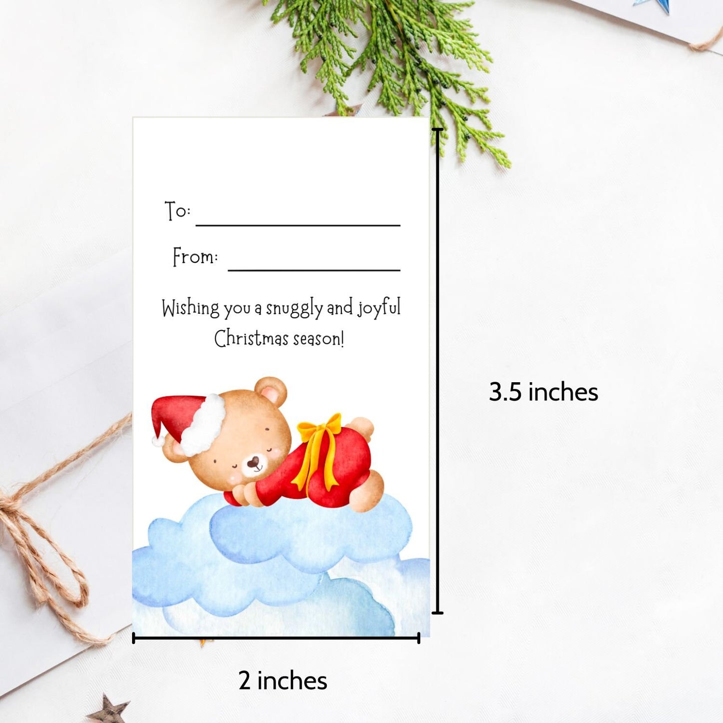 Adorable & Cuddly Christmas Bear Gift Tags - Set of 8 Printable Tags for a Cute and Festive Holiday Touch