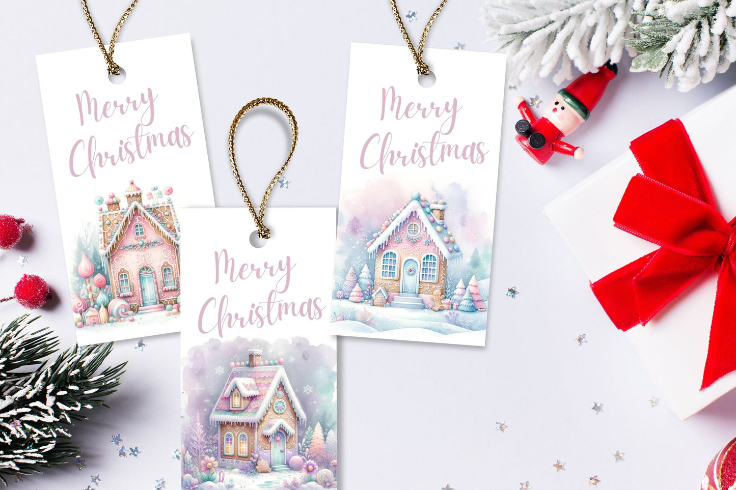 Pastel Gingerbread House Gift Tag | Instant Download | Unique Christmas Gift Tag