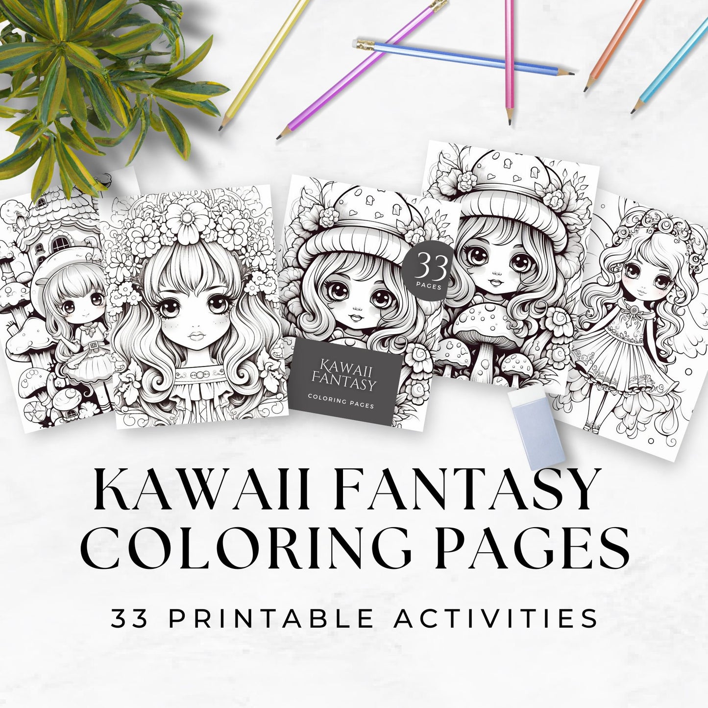 Adorable Kawaii Coloring Book - 33-Page Printable Pages of Cute and Charming Drawings for Endless Coloring Fun