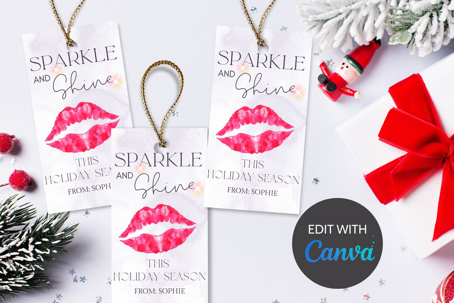 Makeup Gift Tags | Christmas Gift Tag | Canva Template | Christmas Beauty Gift Tag | Holiday Teacher Staff Gift Idea