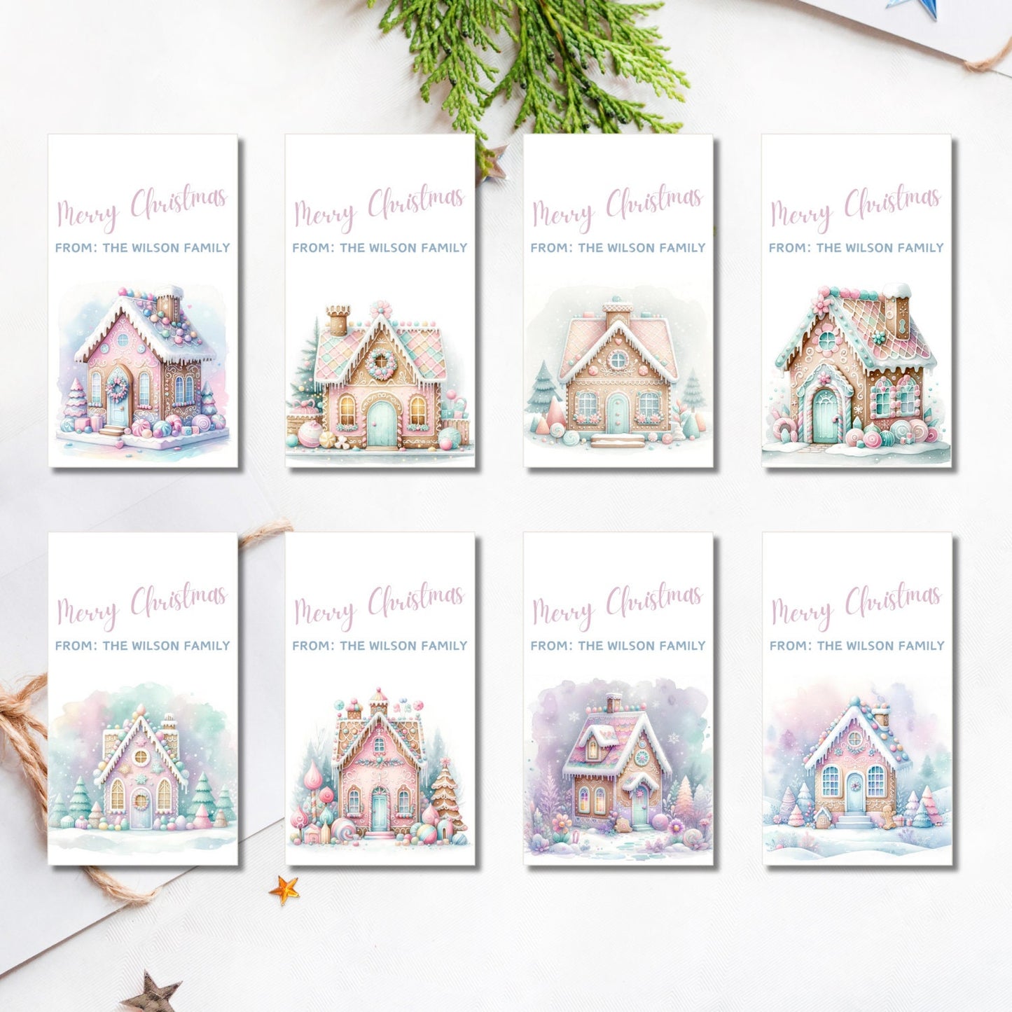 Christmas Tags Neighbor, Printable Pastel Gingerbread Gift Tag, Gingerbread Tag, Pastel Tag, Instant Download