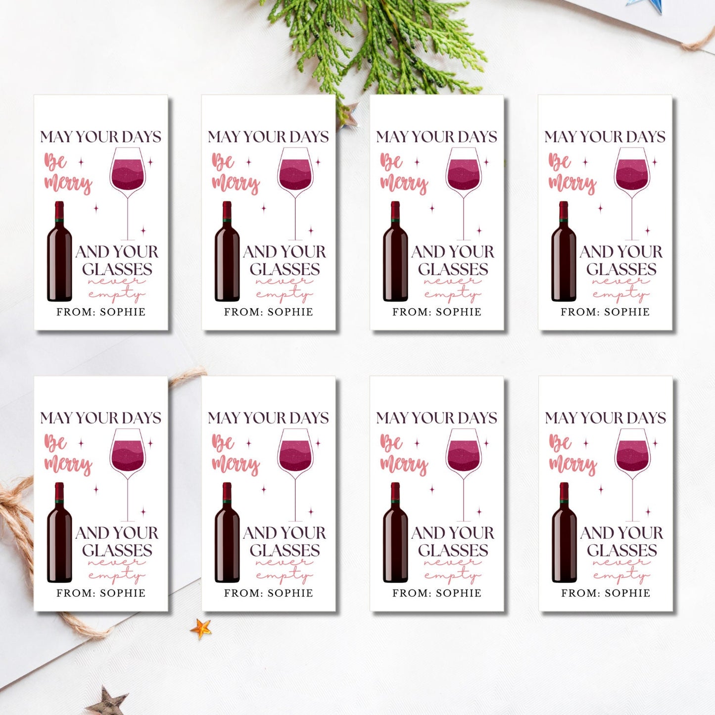 Wine Gift Tag | Champagne Gift Tag | Christmas Gift Tag | Canva Template | Christmas Sommelier Gift Tag | Holiday Teacher Staff Gift Idea