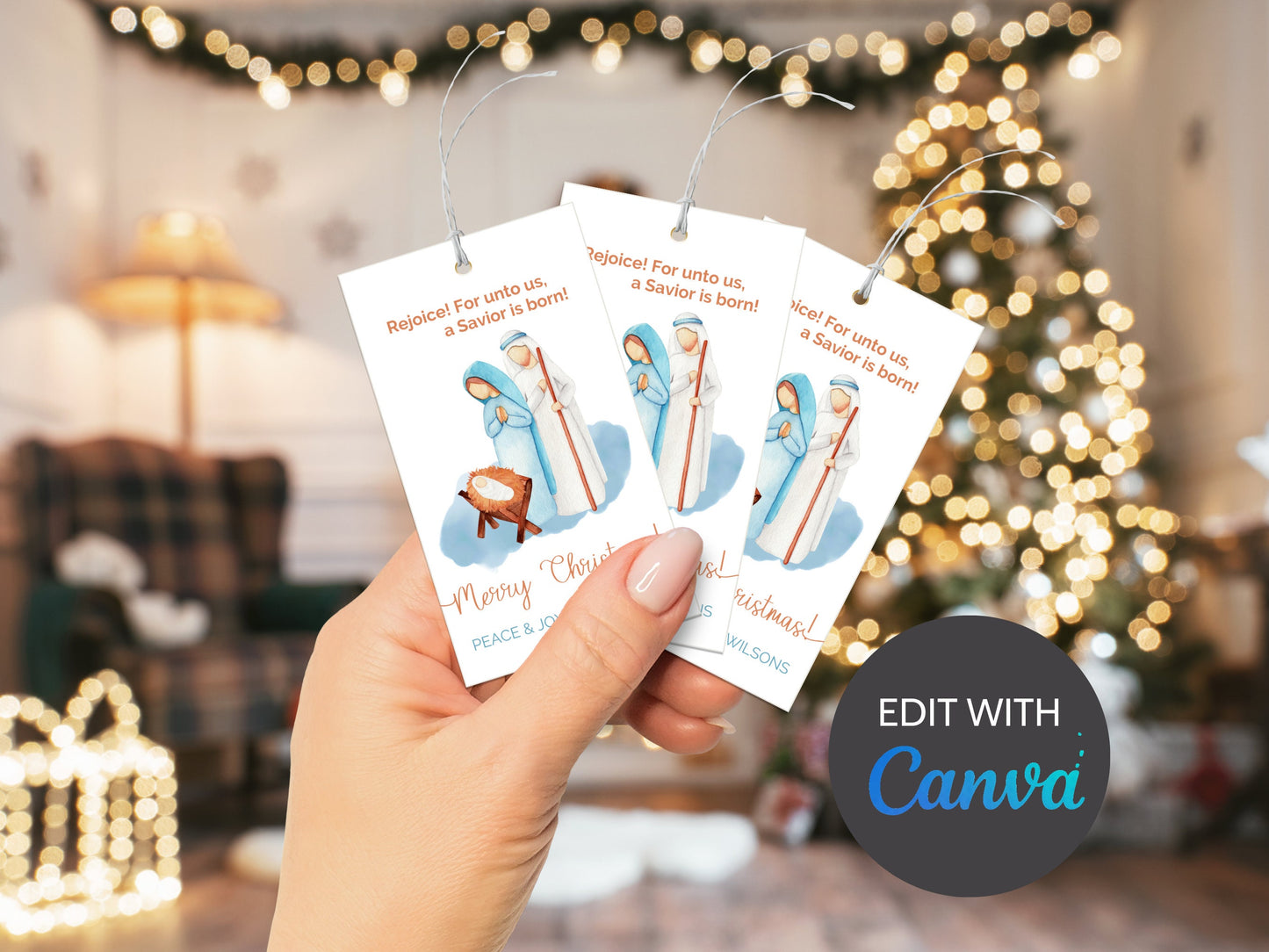 Christmas Nativity | Digital Christian Printables | Christmas Gift Tag | Baby Jesus Tag | Digital Download | Manger Scene Tag