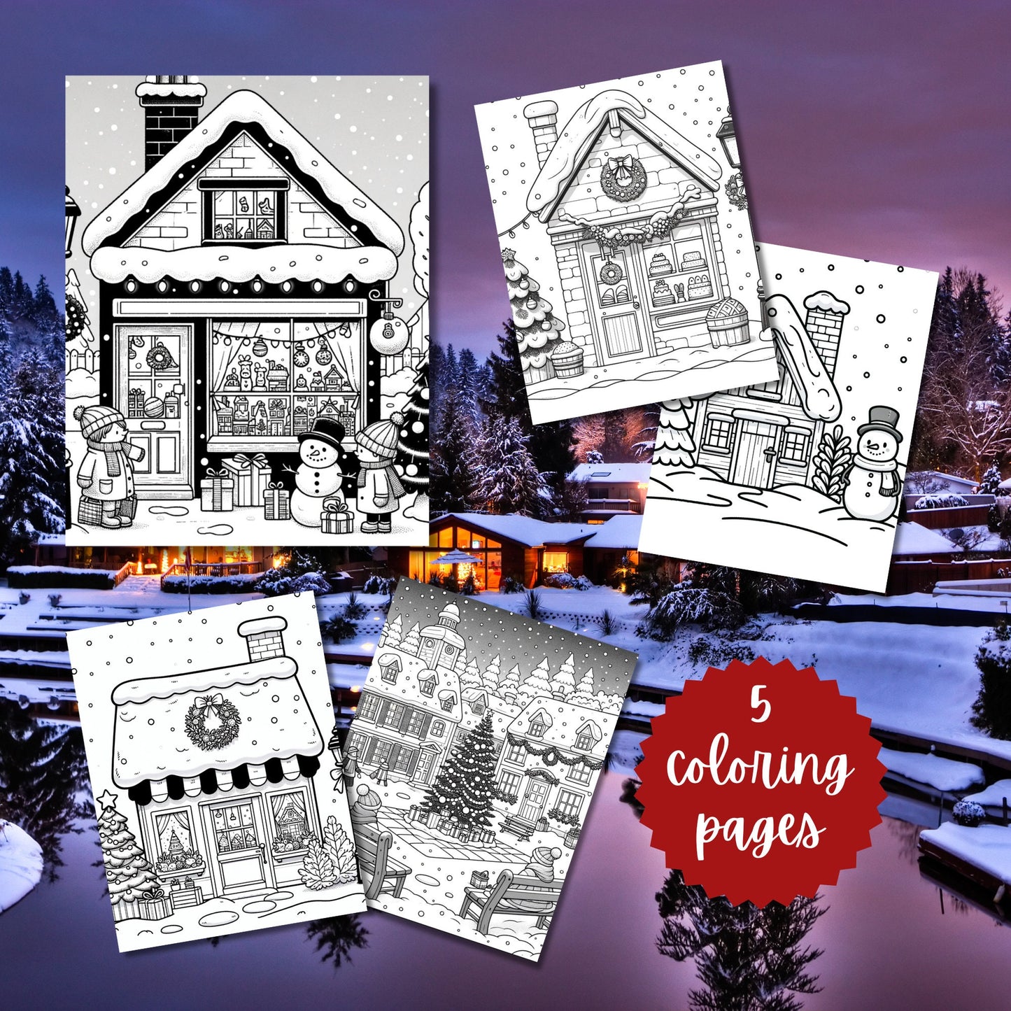 Christmas Coloring Pages | Printable Christmas Coloring Book | Snowman Coloring Pages | Printable Coloring Pages | Digital Download