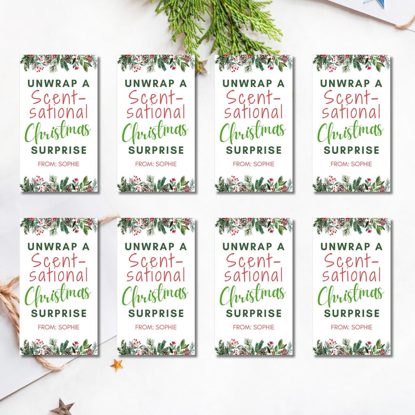 Christmas Gift Tag, Wishing you a SCENTsational, Soap Tag, Christmas Party Favor, Winter Gift Tag, Holiday Gift Idea, Editable, Candle Label