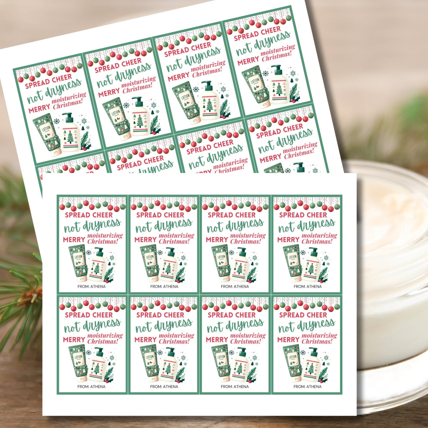 Christmas Lotion Tag For Christmas Gifts Tag, Skin, Girl, Fashion, Beauty, Teacher Gift Lotion | Lotion Gift | Merry Moisturizing Christmas