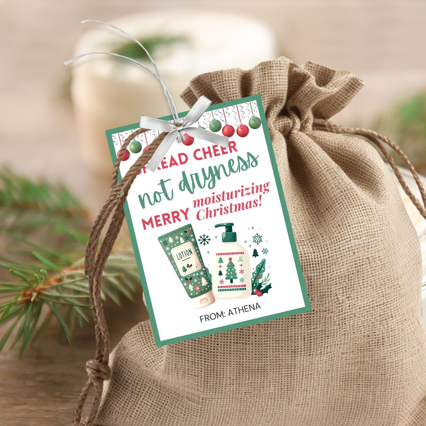 Christmas Lotion Tag For Christmas Gifts Tag, Skin, Girl, Fashion, Beauty, Teacher Gift Lotion | Lotion Gift | Merry Moisturizing Christmas