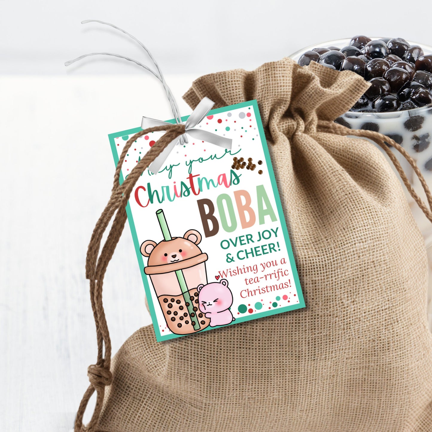 Bubble Tea Christmas | Boba Tea Gift | Boba Lover | Milk Tea Gift | Cute Christmas Card | Milk Tea Holiday | Christmas Boba | Christmas Gift