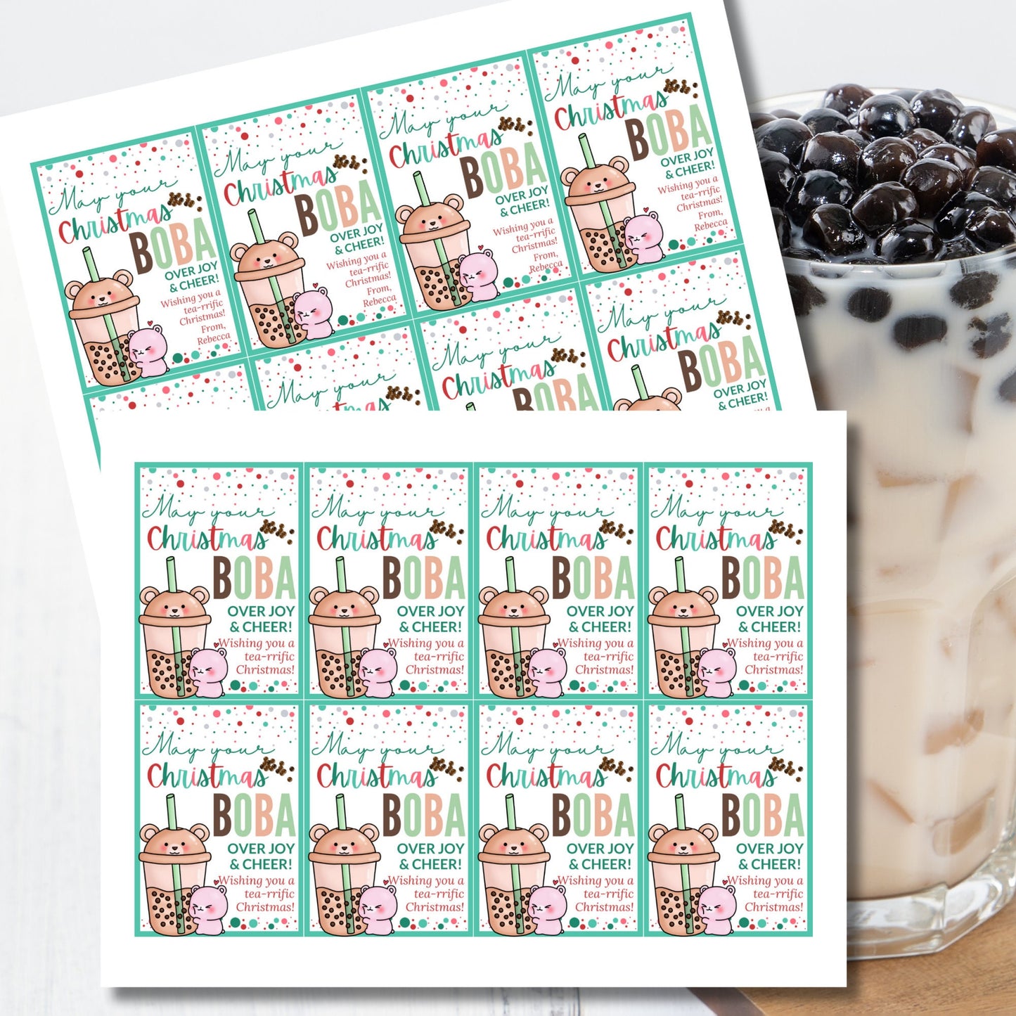 Bubble Tea Christmas | Boba Tea Gift | Boba Lover | Milk Tea Gift | Cute Christmas Card | Milk Tea Holiday | Christmas Boba | Christmas Gift