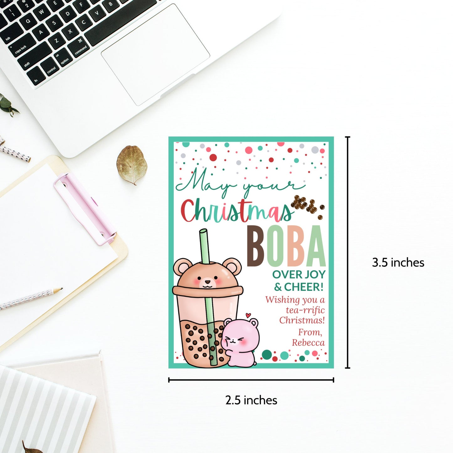 Bubble Tea Christmas | Boba Tea Gift | Boba Lover | Milk Tea Gift | Cute Christmas Card | Milk Tea Holiday | Christmas Boba | Christmas Gift