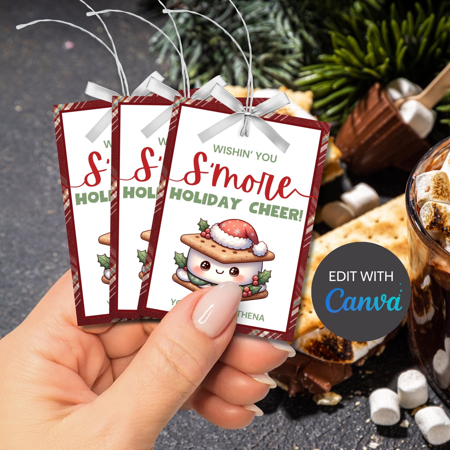 Wishing You Smore Holiday Cheer, Christmas Smore Tag Printable, Christmas Favor Tags, Holiday Treats For Classroom, Christmas Class Gifts