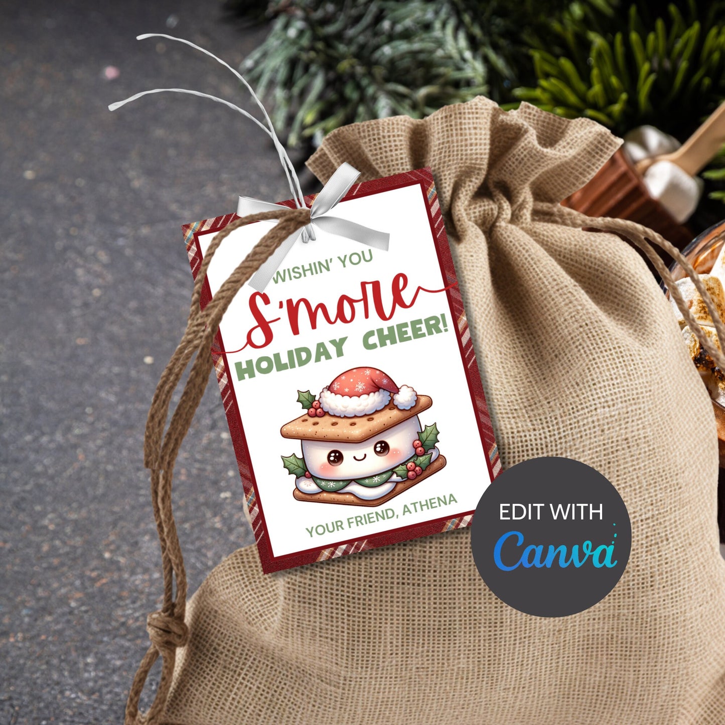 Christmas Tags Neighbor, Wishing You Smore Holiday Cheer, Christmas Smore Tag Printable, Christmas Favor, Holiday Treats Classroom