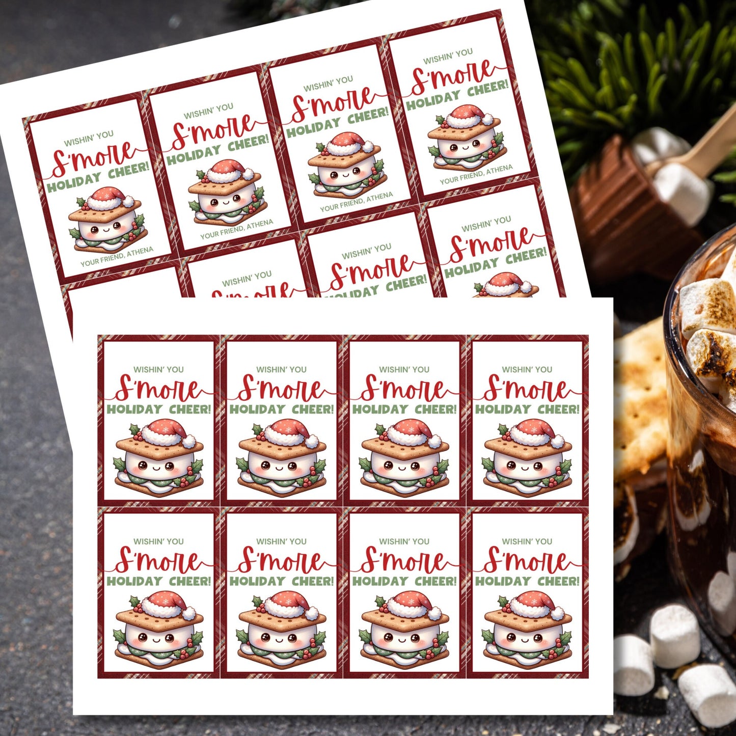Christmas Tags Neighbor, Wishing You Smore Holiday Cheer, Christmas Smore Tag Printable, Christmas Favor, Holiday Treats Classroom