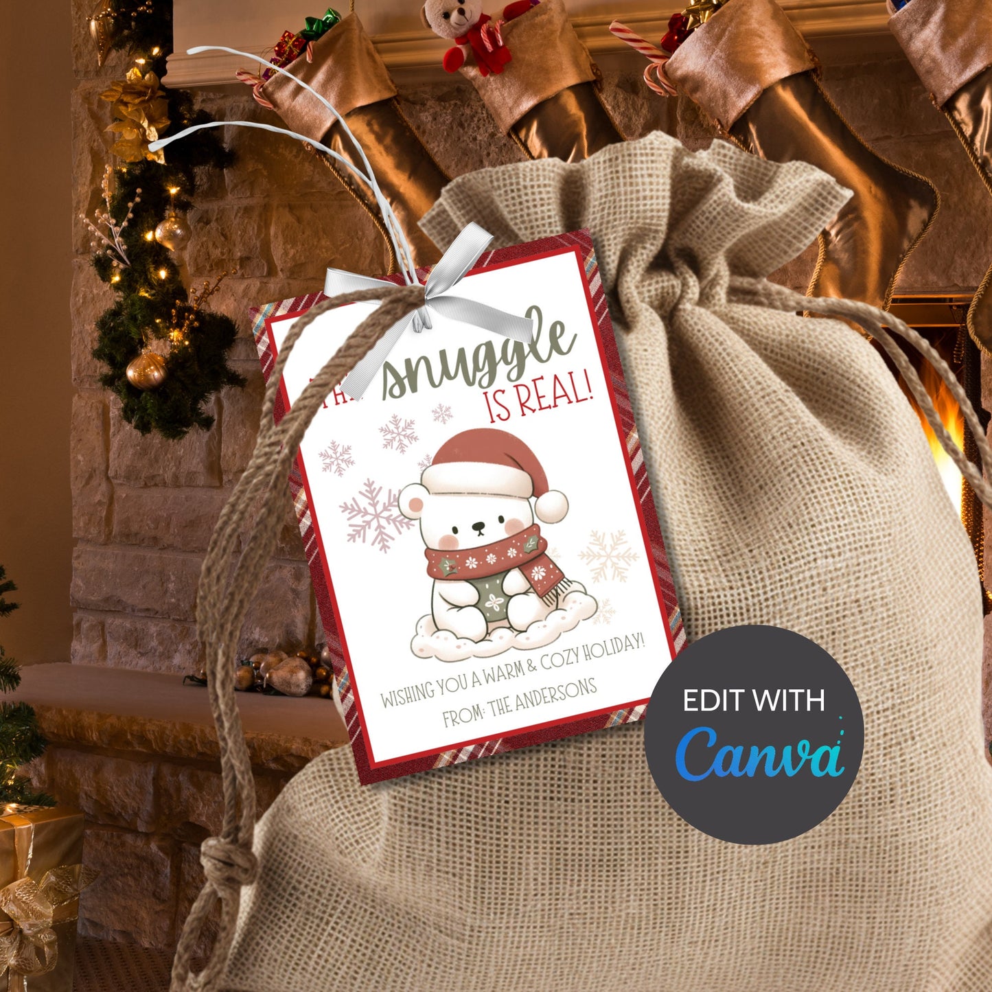 Secret Santa, The Snuggle Is Real, Editable The Snuggle Is Real Christmas Gift Tags, White Elephant Instant Download