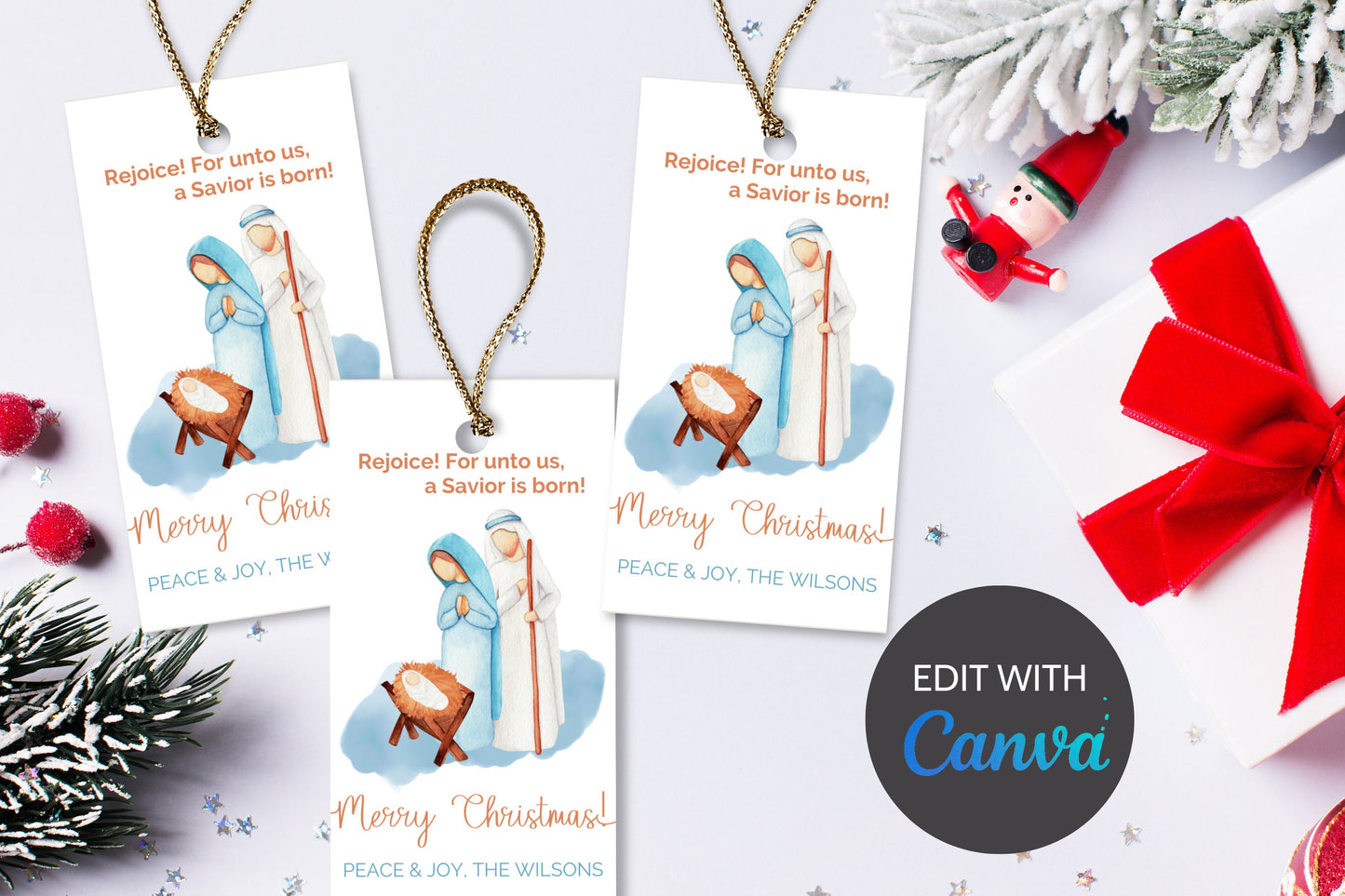 Christmas Nativity | Digital Christian Printables | Christmas Gift Tag | Baby Jesus Tag | Digital Download | Manger Scene Tag