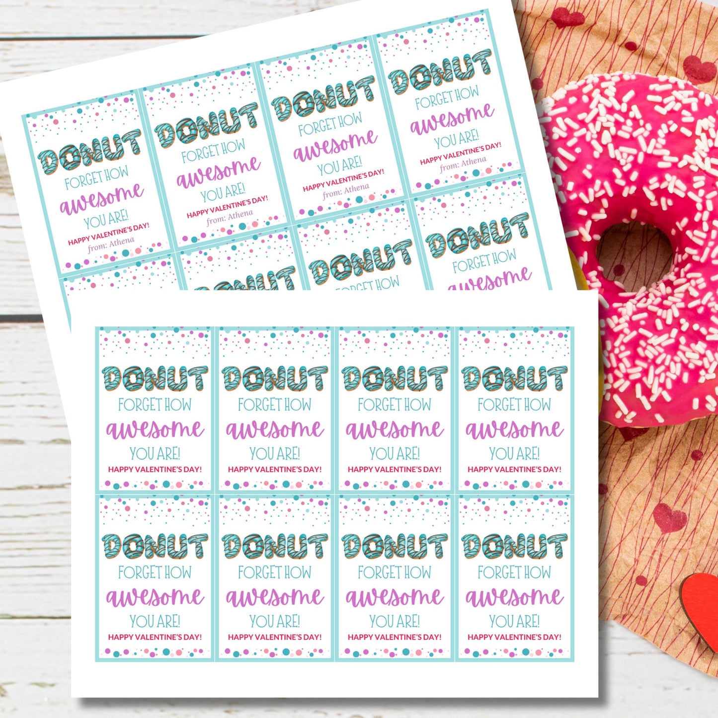 Donut Forget How Awesome You Are | Dunkin Donut Tag | Valentine Favor Tags | Friend Like You | Donut Stickers