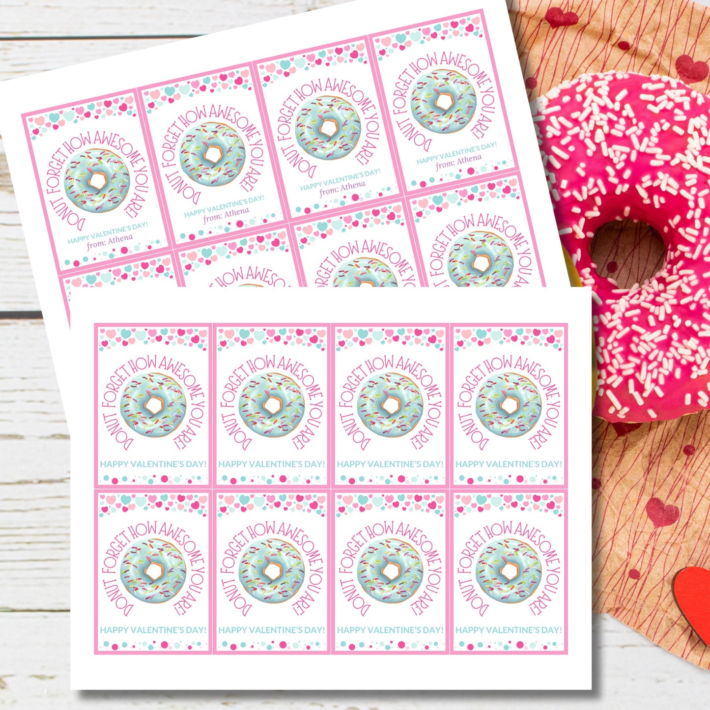 Donut Valentines Day Printable Gift Tag | Donut Forget How Awesome You Are | Dunkin Donut Tag | Valentine Favor Tag | Friend Like You